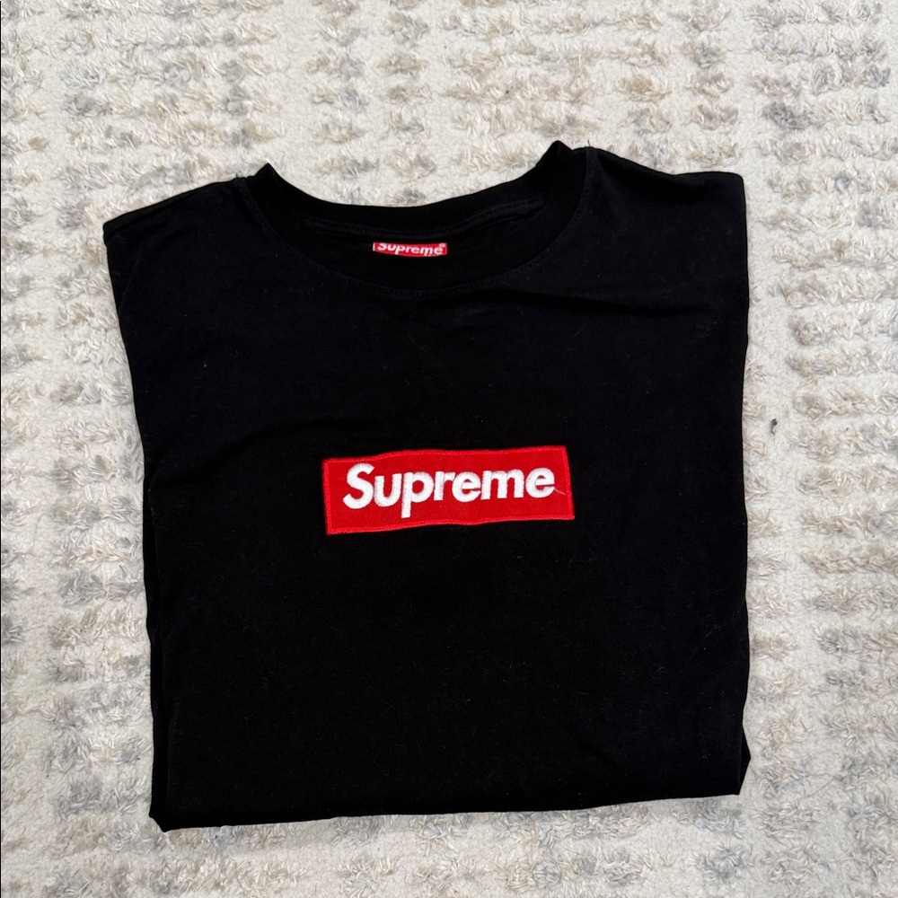 Supreme Black Tee with Red Emblem